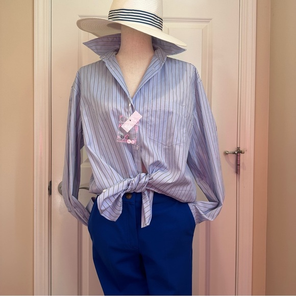Max Mara Weekend Label-cut Cotton Poplin Shirt Size: US2 XSmall Spring/Summer - Picture 5 of 16